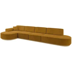 ECKSOFA Ottomane Links MARI-L3-v2 - 413x171x83 cm Senfgelb Cord