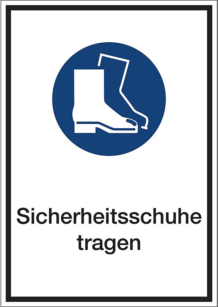kaiserkraft Kombizusatzschilder für Gebotszeichen, Sicherheitsschuhe tragen, Kunststoff, LxHxT 210 x 297 x 1 mm