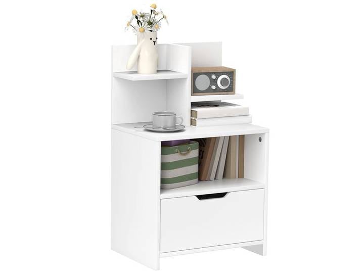 Table de Chevet Table de Nuit 45 x 35 x 73 cm Blanc Blanc Blanc CHEVET