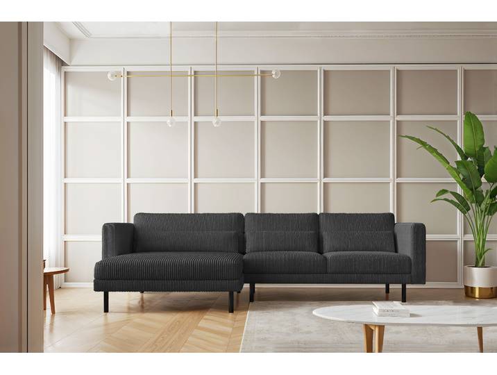 Kaiser Möbel Ecksofa L-form Dani modern und geräumig Stoff Poso Graphit Links