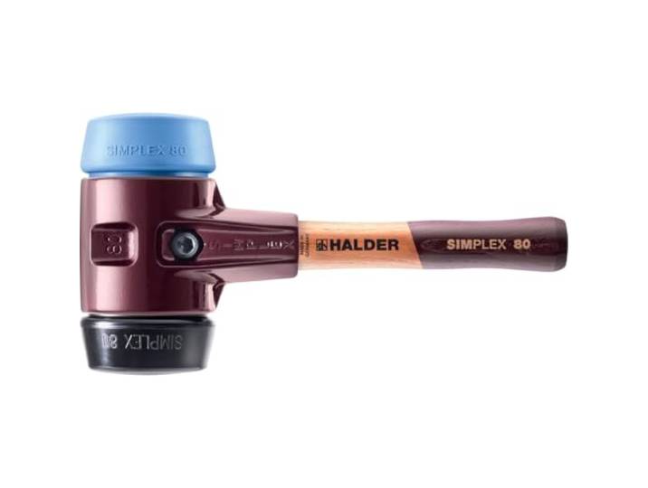 Maillet SIMPLEX\, TPE souple/caoutchouc chargé ; avec boîtier en fonte malléable et manche en bois extra court de qualité D=80 mm/Modèle de manche=extra court 3012.082