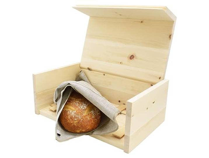 4betterdays.com NATURlich leben! Brotkasten Zirbenholz 30x23x14,5 cm mit Einlegegitter & Bäckerleinen Österreich