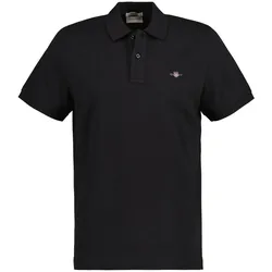 GANT Herren Poloshirt - REGULAR SHIELD, Kurzarm, Knopfleiste, Pique, Stickerei Schwarz / 3XL