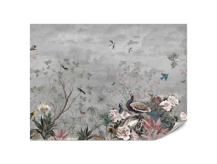 FOTOTAPETE für Büro Pfauen Vögel Pflanzen Bäume Tropische Blumen 200x140