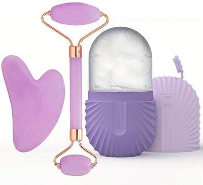 Uplifted Finds Reusable Silicone Ice Face Roller & Contour Mold 3 Pcs Set Purple