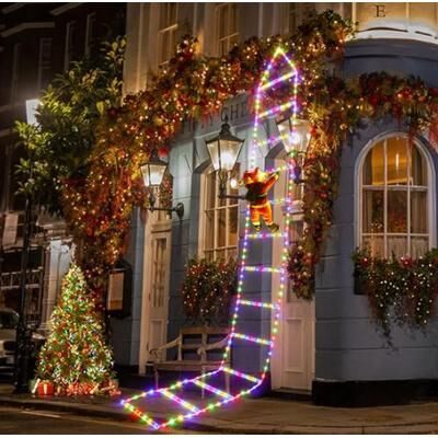 Youfap Market Christmas Decoration LED Santa Claus Climbing Ladder Light, Flashing Modes For Xmas Tree, Best Home Wall Window Decor l Color