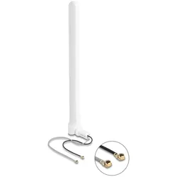 DeLOCK WiFi 6 Doppelantenne 2 x I-PEX Inc., MHF I Stecker 2 - 5 dBi 17 cm omnidirektional mit Kippgelenk weiß