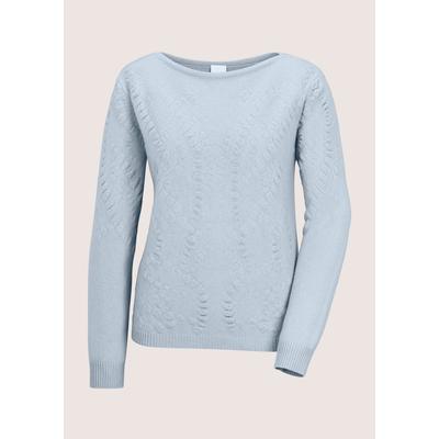Longpullover MADELEINE "Pullover Kaschmirpullover mit Strukturstrick", Damen, Gr. 40/42, bleu, Modern, regular fit, Pullover Longpullover