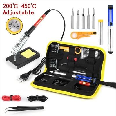Uplifted Goods Adjustable Temperature Soldering Iron Kit With Accessories red