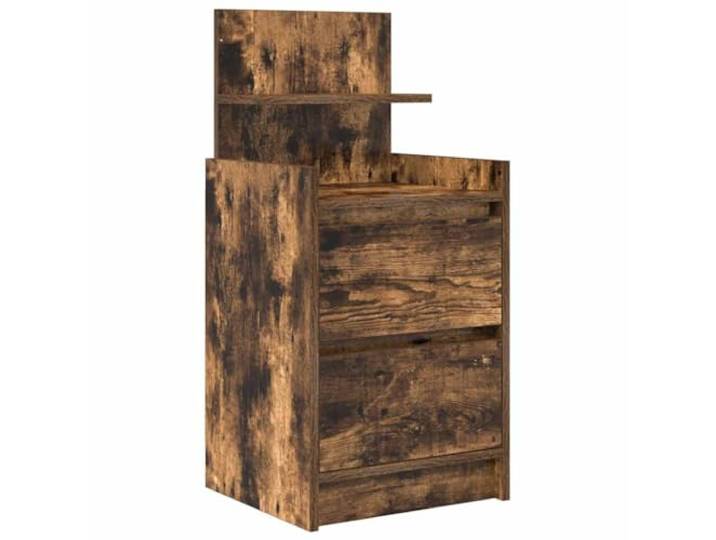 KUPTYERFG Nachttisch mit 2 Schubladen Räuchereiche 38x34x80 cm Kompakte Nachtkonsole aus Holzwerkstoff mit Beistelltisch-Funktion für Schlafzimmer und Wohnbereich.