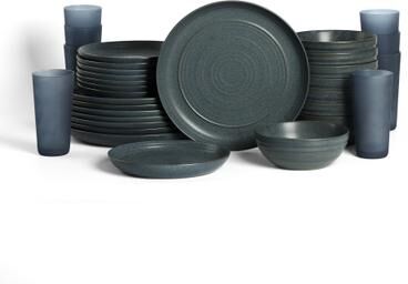 Stone Lain Elio Stoneware Dinnerware Set and Glassware Set
