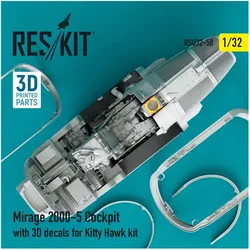 ResKit Mirage-2000-5 cockpit with 3D decals for Kitty Hawk kit