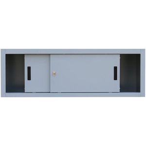 Lüllmann Aufsatzschrank 550370, lichtgrau, abschließbar, Schiebetüren, Metall 160 x 45 x 45cm