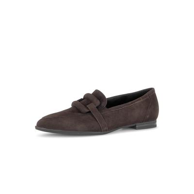 Slipper GABOR, Damen, Gr. 41, Leder Textil, mocca, Ziegenveloursleder, Schuhe Slipper, Blockabsatz, Pumps, Businessschuh mit eleganter Zierspange, G-Weite