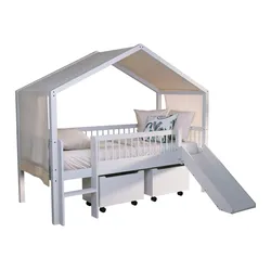 HAUSBETT HALBHOCH 90x200 Keeley Buche Weiß Rutsche Himmel