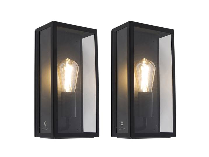 Ensemble de 2 appliques murales extérieures noires IP44 avec