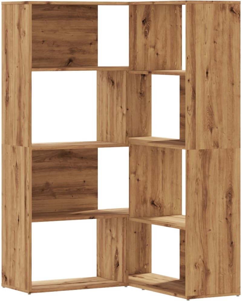 vidaXL Bibliothèque d'angle 4 niveaux chêne artisanal bois ingénierie