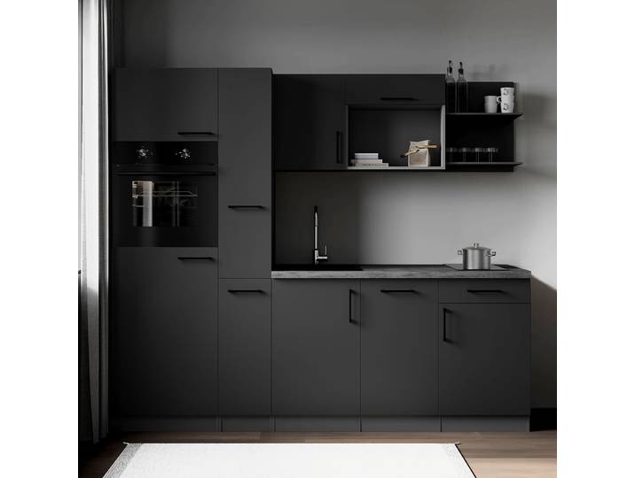 Autarke Singleküche Oliver ohne Mikro 235cm Grau/Matt Grau