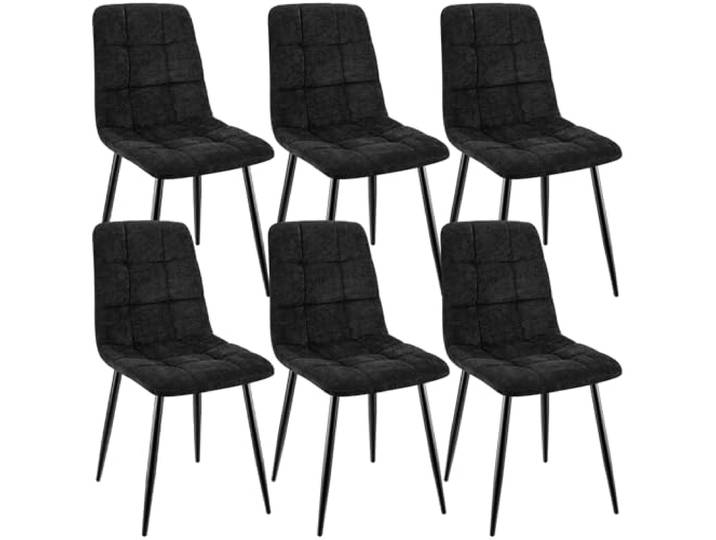 ANVOFONG Leinenstoff Esszimmerstühle 6er Set,Schwarz Karomuster,Esszimmerstuhl mit verstärkten Stuhlbeinen,Küchenstuhl Polsterstühle,Stuhl für Esszimmer,Küche & Wohnzimmer