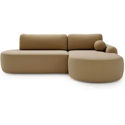 ECKSOFA Aurio O Bouclé-Stoff Hellbraun Rechts