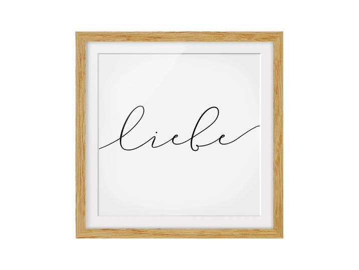 Bild Liebe Kalligraphie IV Teilmassivholz Eiche, naturbelassen Schwarz 70 x 70cm