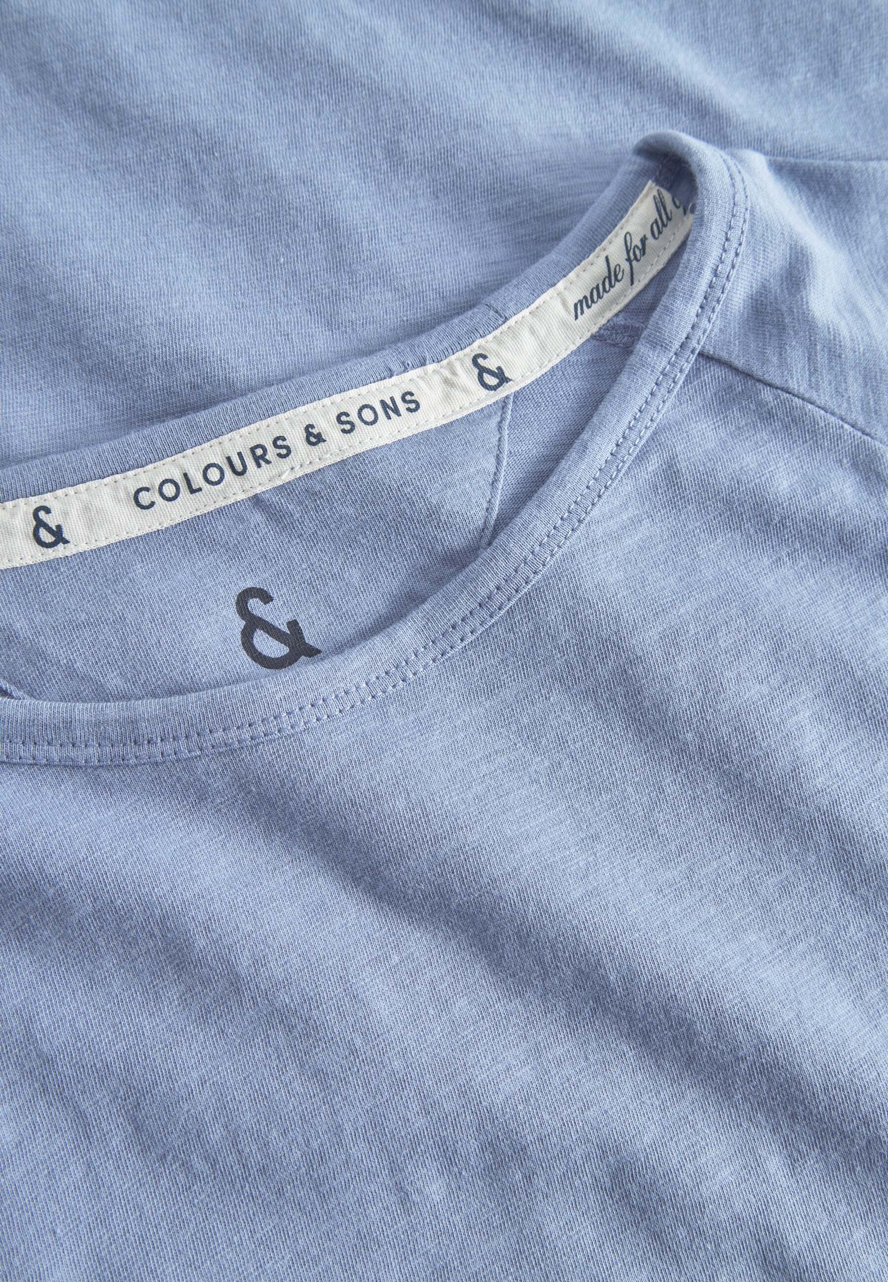 Langarmshirt COLOURS & SONS "colours & sons Langarmshirts Longsleeve - Slub", Herren, Gr. S, blau, Obermaterial: 100% Baumwolle CO., Shirts Langarmshirt blau S