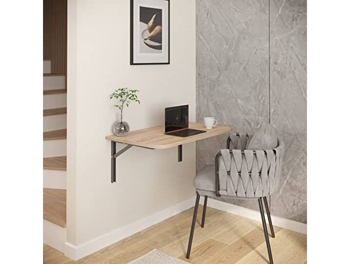 AKKE Klapptisch Wandklapptisch Esstisch - Klappbar Faltbar Platzsparend - Abgerundete Ecken - 60cm x 60cm - Sonoma