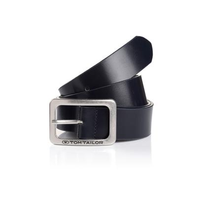 Ledergürtel TOM TAILOR "TTEVE", Damen, Gr. 75, blau (marine), Rindsleder, Gürtel Ledergürtel, 4 cm breiter Damen Ledergürtel, kalssiches Must-Have