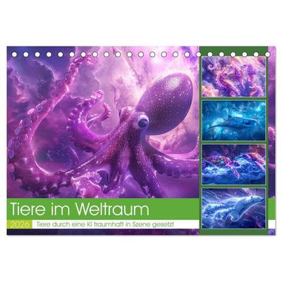 Tiere im Weltraum (Tischkalender 2026 DIN A5 quer), CALVENDO Monatskalender