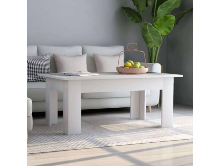 HEFZGDB Weißer Couchtisch 100x60x42 cm aus Holzwerkstoff - Stabiles Wohnzimmermöbel mit breiter Tischplatte für Dekoration und Aufbewahrung, langlebig und leicht zu reinigen.