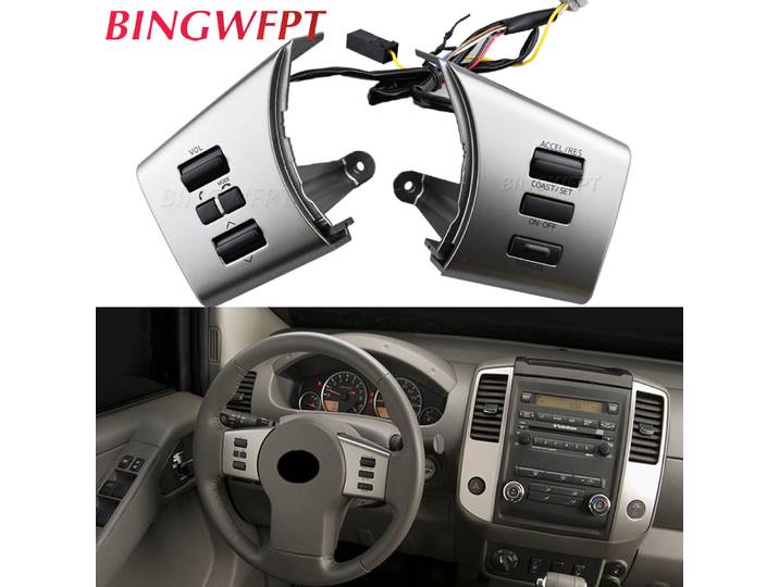 Commandes au volant de voiture, boutons de réglage du volume et du régulateur de vitesse pour Nissan Navara 2009-2012 48430-ZL91C