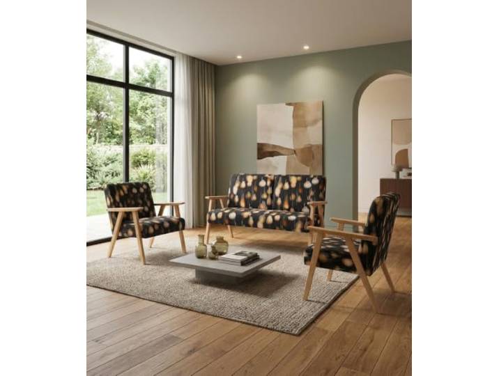 Family Meble Sitzgruppe Soler Design – Zweisitzer-Sofa und 2 Sessel im Retro-Stil – Variante Design Rayo 1