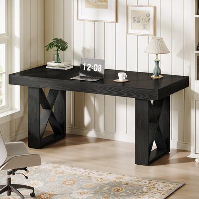 YUZHOU 63-Inch Long Computer Desk, Simple Wood Thick Appearance Design