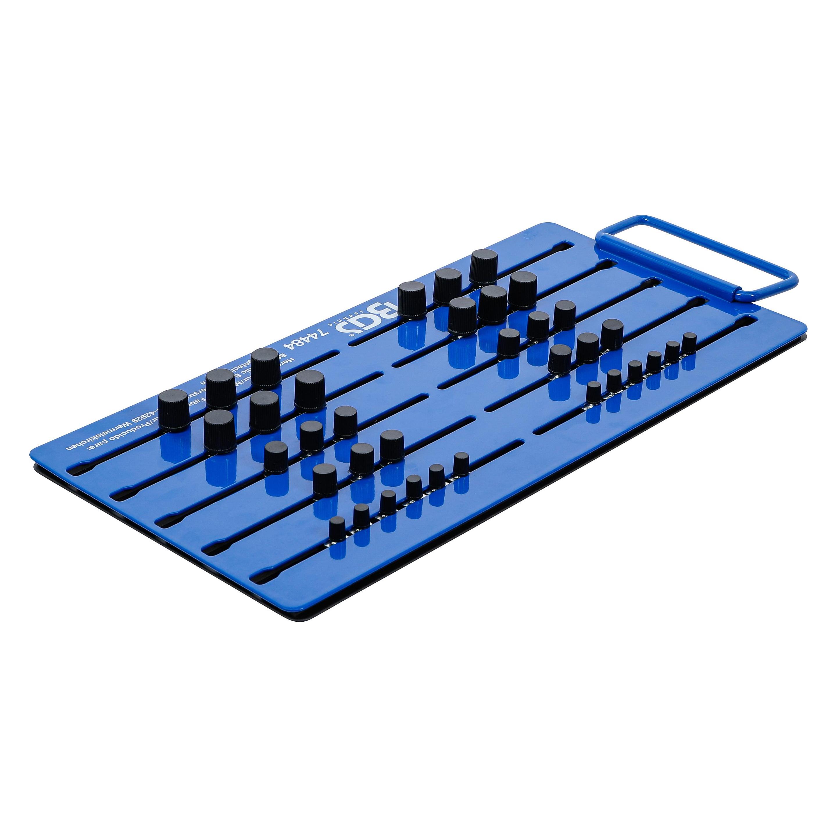 BGS Magnetische Stecktafel | mit Außenvierkant | für 36 Steckschlüssel | 6,3 mm (1/4"), 10 mm (3/8"), 12 (74484)