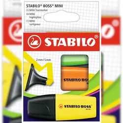 Textmarker - STABILO BOSS MINI - 3er Pack - gelb, orange, grün