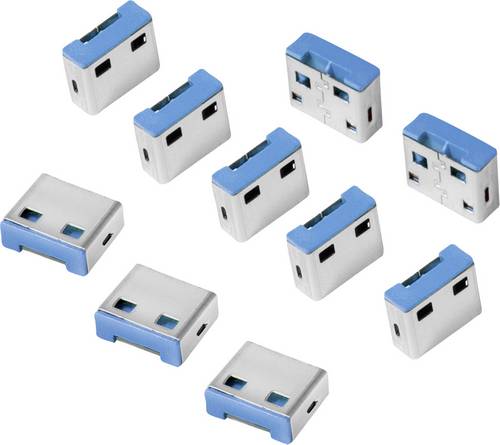 LogiLink USB-A Port Schloss USB PORT LOCK 10er Set Silber, Blau ohne Schlüssel AU0046