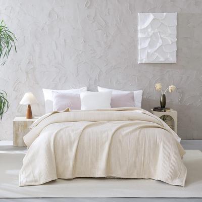 WHOLINENS Cotton Cloud Jersey Bed Blanket, Quilted Bedspread, Soft Coverlet