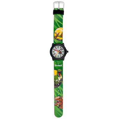 Quarzuhr SCOUT "Crystal, 280305041, Dinosaurieruhr", bunt (bunt, bunt), Armbanduhren, Kinder, schwarz, Quarzuhr, Armbanduhr, Kinderuhr, Lernuhr, Geschenkidee, Schulanfang, Jungen,Dino