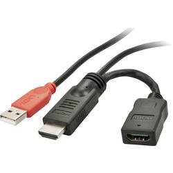 LINDY HDMI Direktstromversorgungskabel HDMI-A Stecker, USB-A Stecker, HDMI-A Buchse 0.15 m Schwarz 41080 mit USB HDMI-Kabel