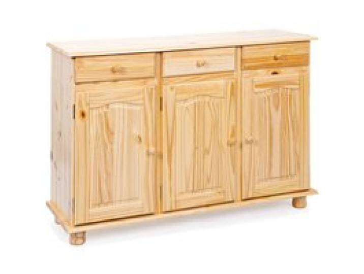 Inter Link Commode de style campagnard en bois massif (3 portes, crème)