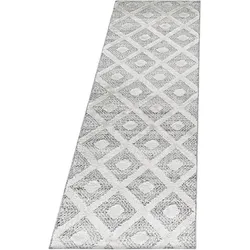 Teppich Esszimmer 3D Geometrisch Modern Waschbar Strapazierfähig Wohnzimmer Pflegeleicht Läufer Grau 80x250 cm – GENF von Kadima Design