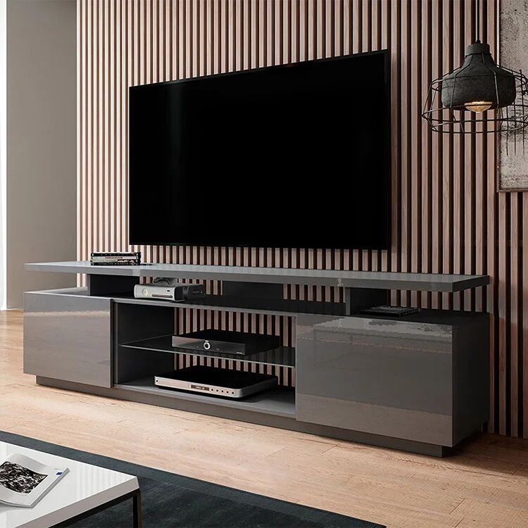 garneroarredamenti Mobile porta TV 180x56h cm grafite lucido Blackburn