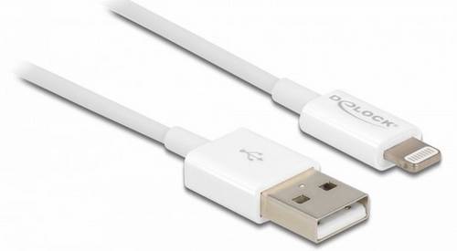Delock USB-Ladekabel USB 2.0 USB-A Stecker, Apple Lightning Stecker 1.00m Weiß 83000