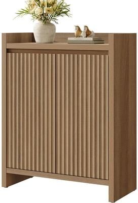 SICOTAS Fluted 2-Door Shoe Storage Cabinet with Adjustable Shelves