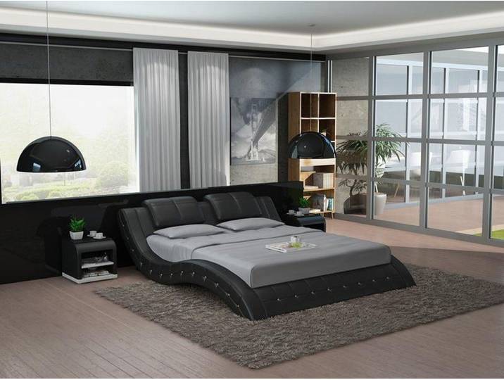 Xlmoebel Polsterbett Luxus Lederschlafbett mit modernem Design und hoher Stabilität (Bett LB8824), Hergestellt in Europa