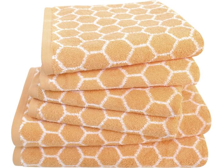 Handtuch Set DYCKHOFF Pure Natural Honey , orange, 6, Frottier, Frottier, Obermaterial: 100% Baumwolle, Handtuch-Sets, Handtuch Set, BIO Baumwolle, GOTS