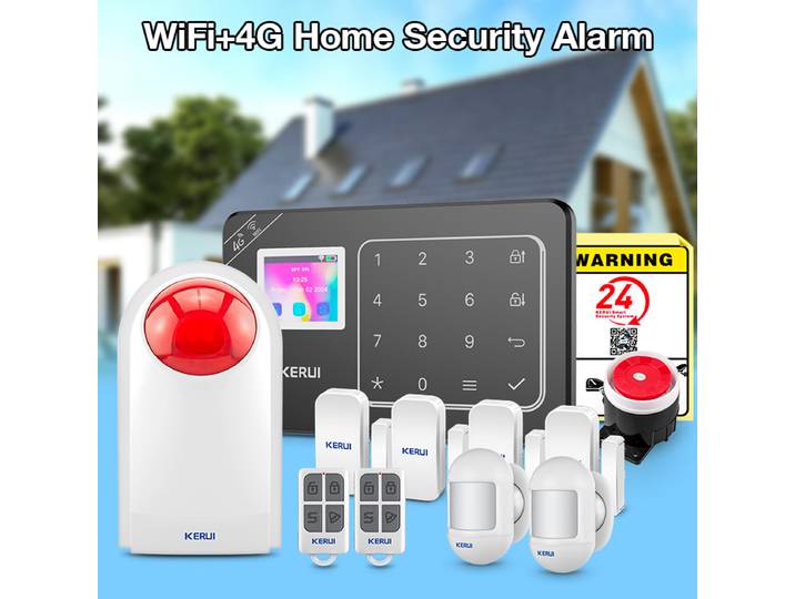 KERUI W184 Tuya Smart 4G /WiFi alarme antivol pour système de sécurité d'alarme domestique capteurs 433mhz Protection de sécurité pour la maison