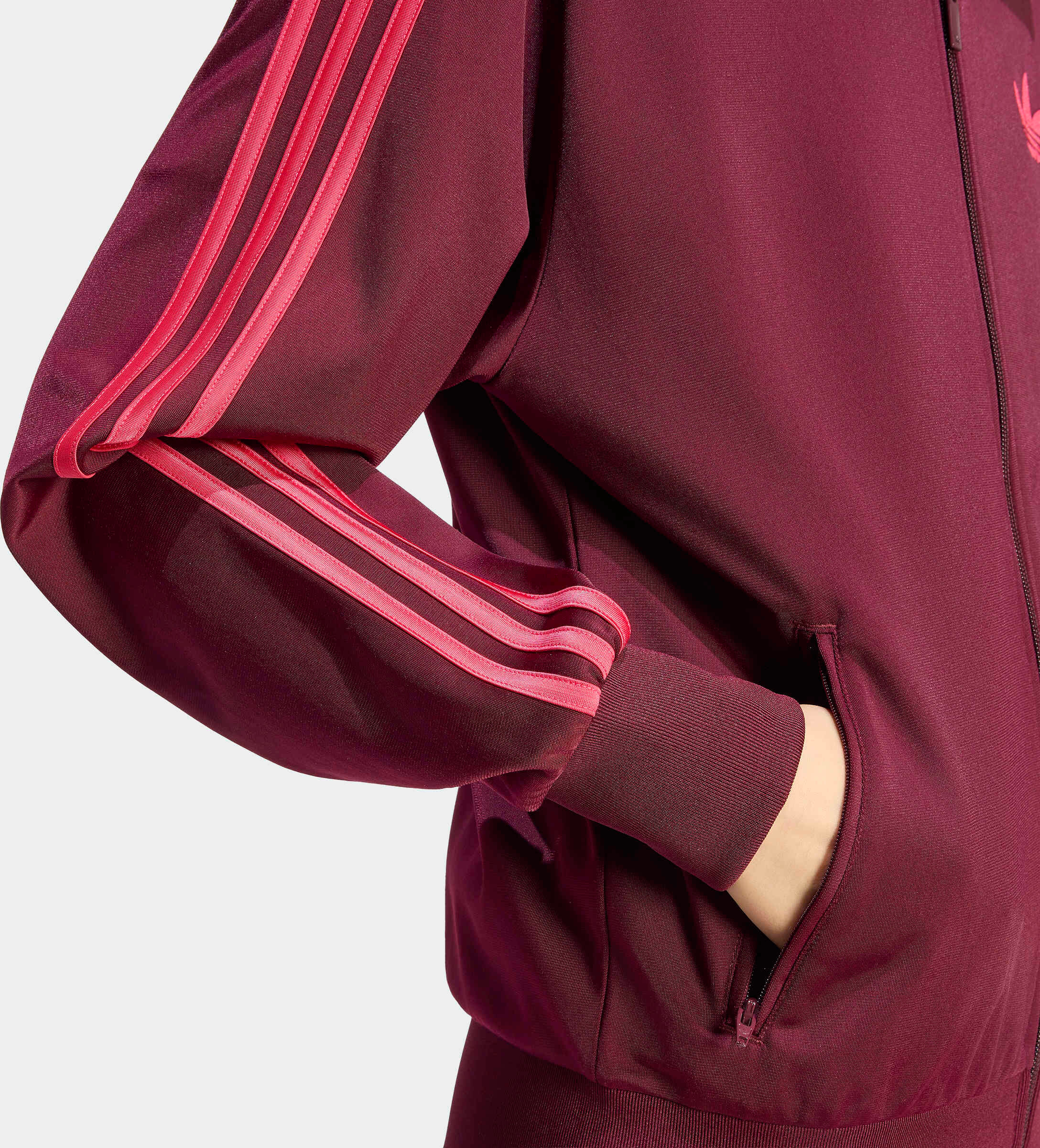 Trainingsjacke ADIDAS ORIGINALS "FIREBIRD TRACK LOOSE", Damen, Gr. S, maroon, power pink, Obermaterial: 100% Polyester, Jacken Trainingsjacke, mit FIREBIRD-Design, locker geschnitten maroon, power pink S