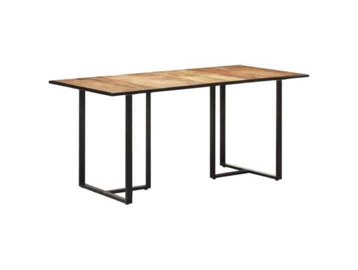 HEFZGDB Industrieller Esstisch aus massivem Mangoholz 160 cm mit pulverbeschichteten Eisenbeinen für Stabilität und Robustheit, einzigartige Holzmaserung und Exquisite Handwerkskunst