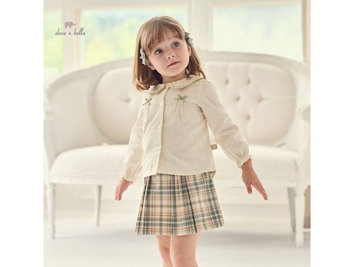 Dave Bella enfants jupe ensemble filles deux pièces princesse 2025 nouveau automne plissé décontracté mode doux Style académique DB3241720